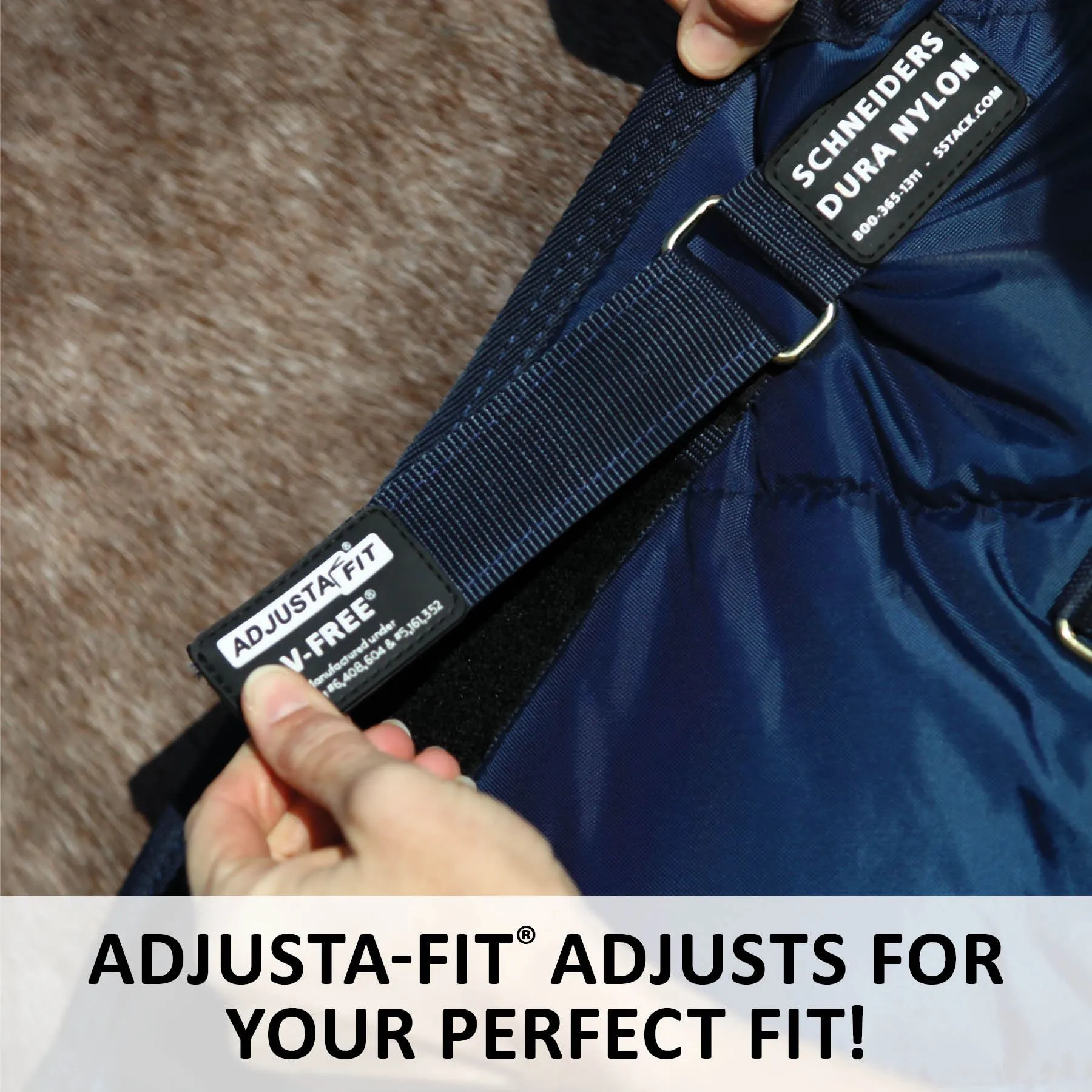 Adjusta-Fit Dura-Nylon V-Free Ocala Leg Strap Open Front Horse Stable Blanket - Midweight 6 Adjusta-Fit Dura-Nylon V-Free Ocala Leg Strap Open Front Horse Stable Blanket - Midweight - Image 4