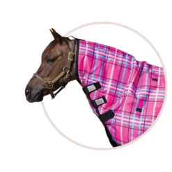 Dura-Tech® Viking Classic Euro 220g Medium Weight Plaid Pony Turnout Blanket Neck Cover -Schneiders Shop 31426 pinkplaid