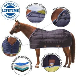 Adjusta-Fit Tekno-Quilt V-Free Leg Strap Horse Stable Blanket - Heavyweight